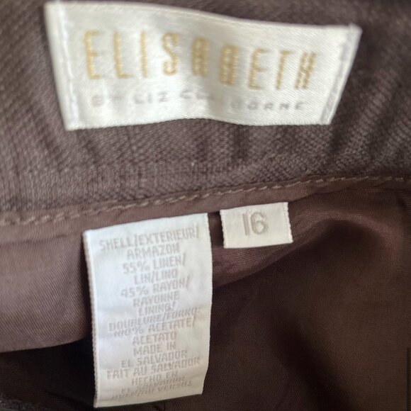 Elisabeth by Liz Claiborne Brown Linen Pleat Front Classic High Waist Shorts - Picture 6 of 6